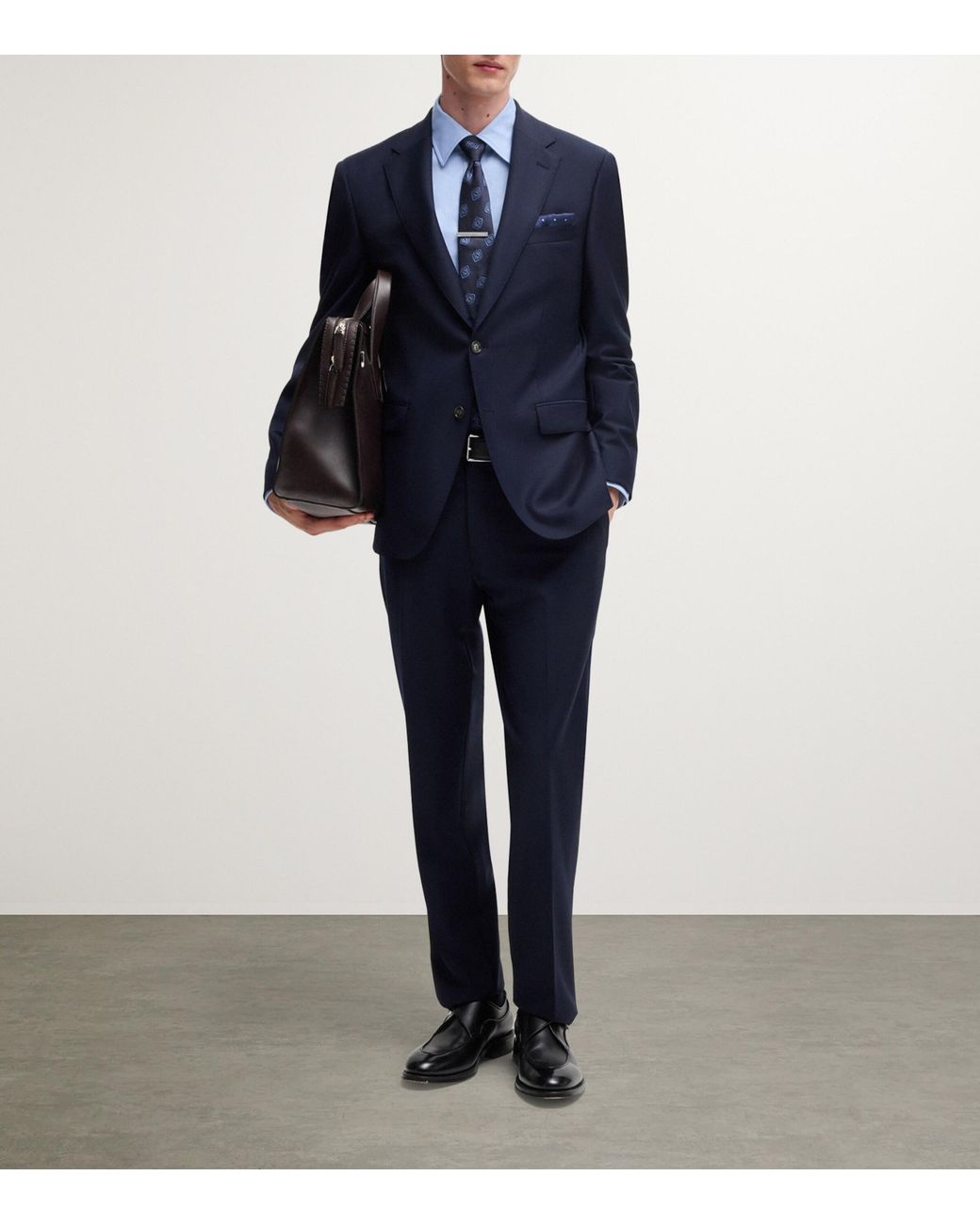 Boss Blue Stretch-Cotton Slim Shirt for men