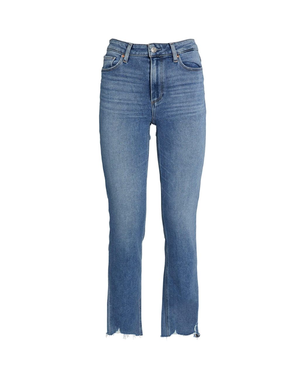 PAIGE Blue Cindy Raw Hem Straight Jeans