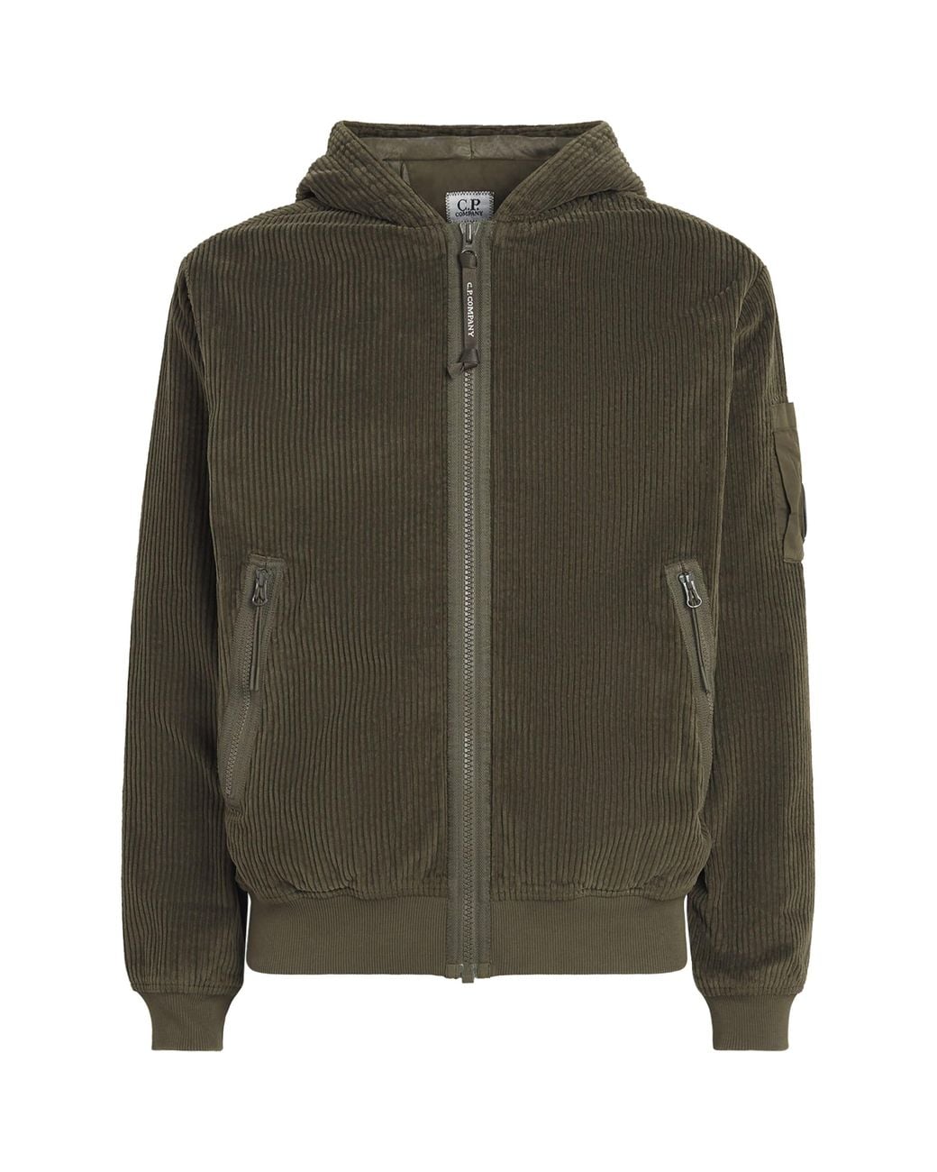 C P Company Green Corduroy Zip-Up Jacket for men