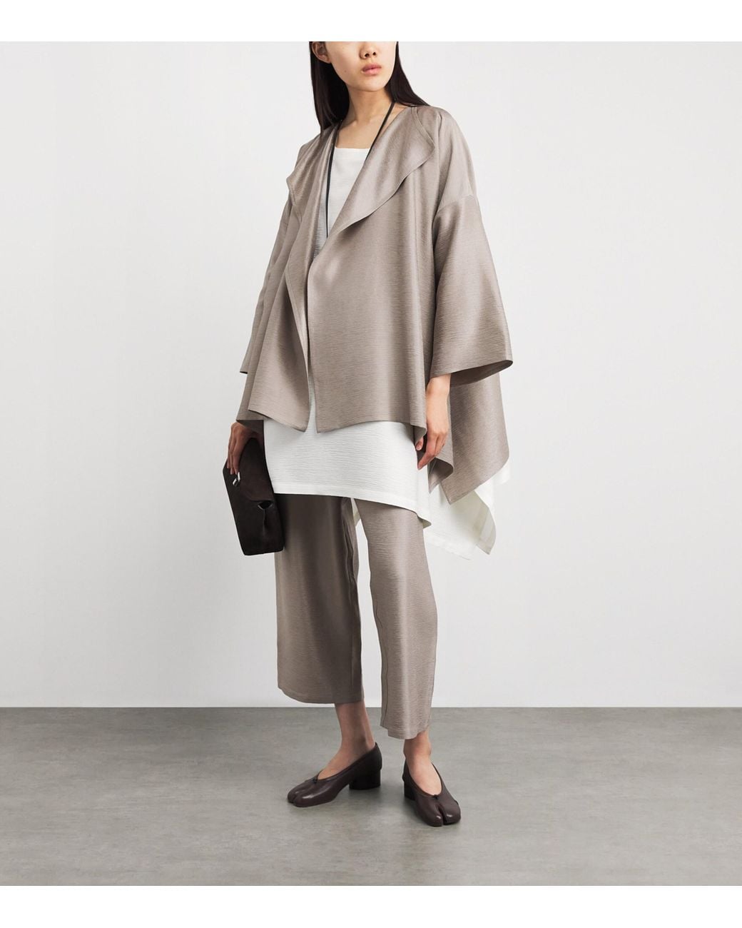 Eskandar Brown Silk Plissé Short Jacket
