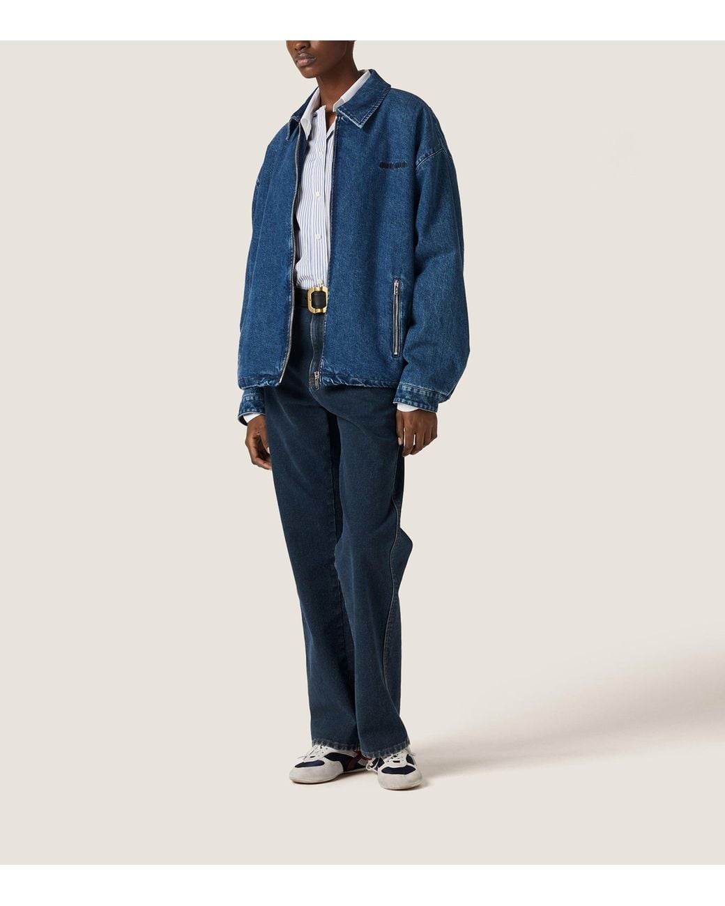 Miu Miu Blue Denim-Cashmere Jacket