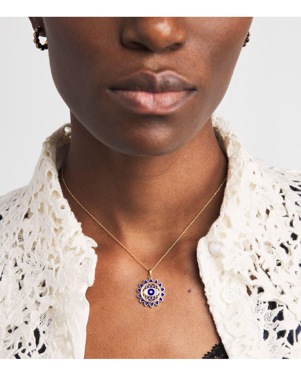 L'Atelier Nawbar Pink And Diamond Rich Kitsch Floral Eye Necklace