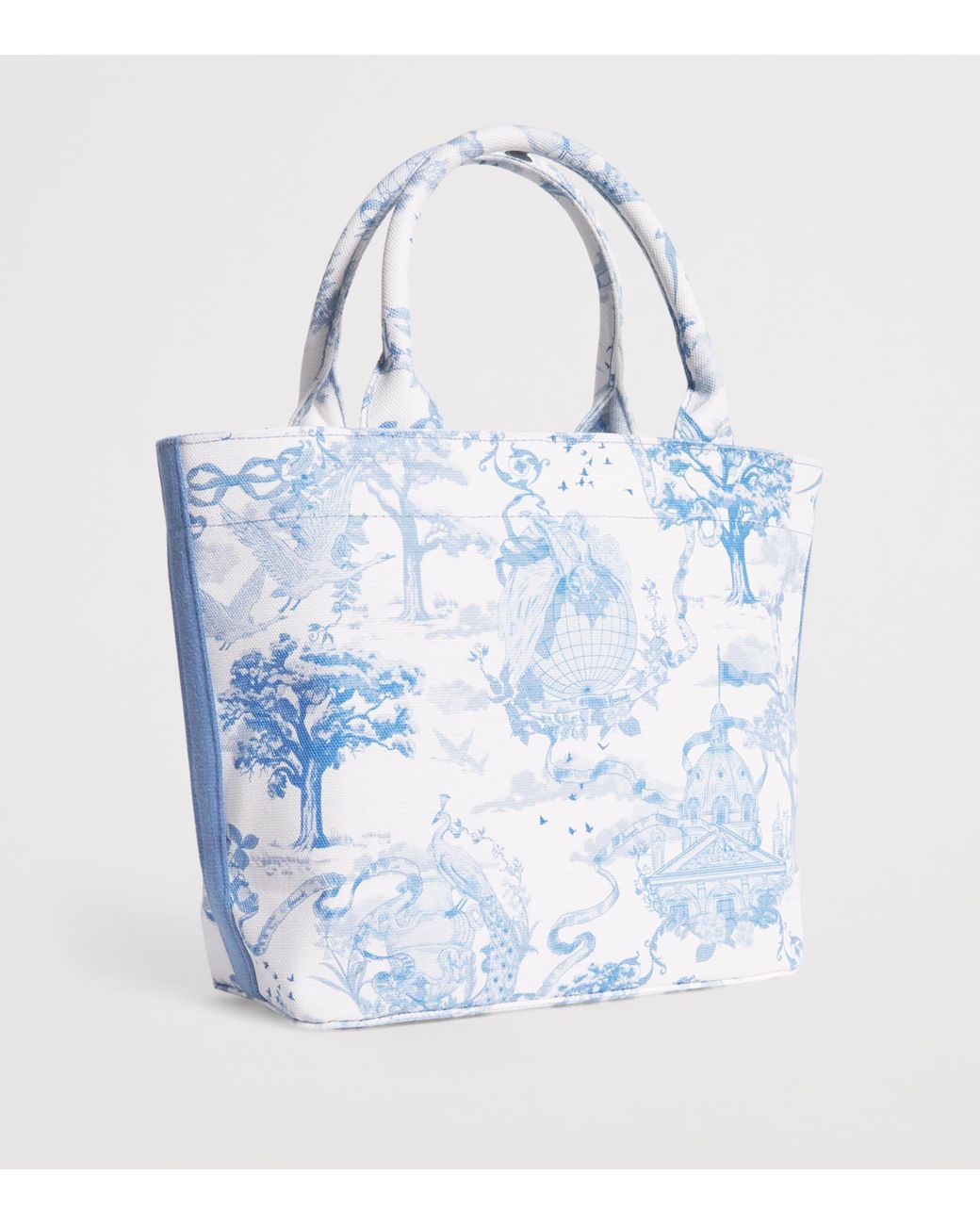 Harrods Blue Small Toile Print Tote Bag