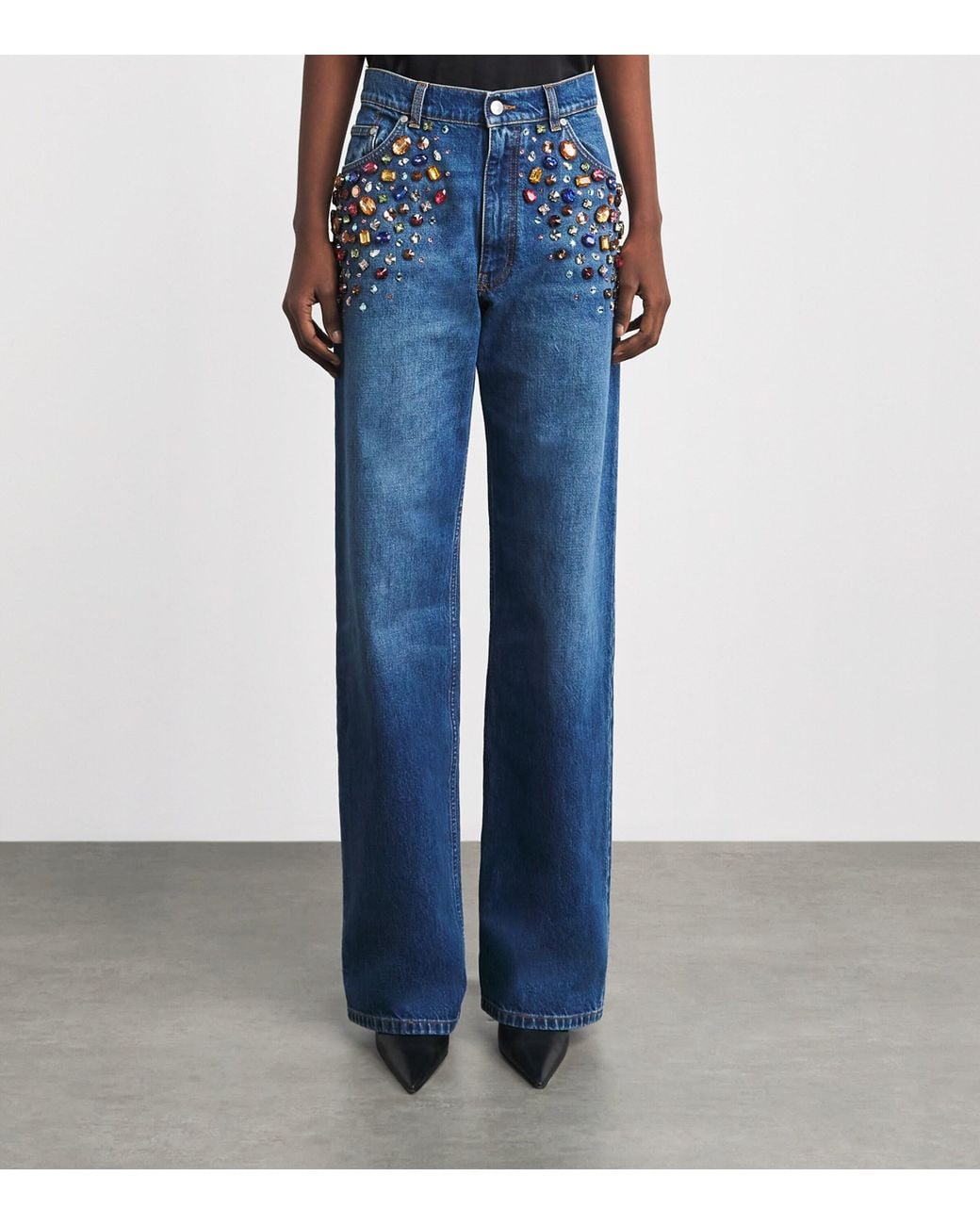 Stella McCartney Blue Embellished Straight Jeans