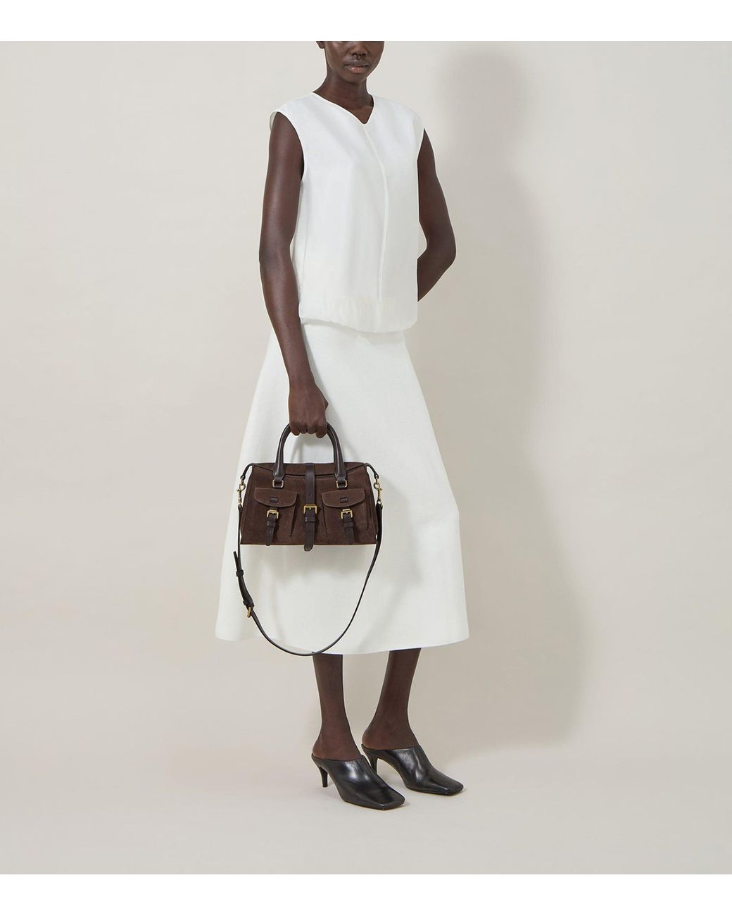 Mulberry Brown Small Suede Roxanne Top-Handle Bag