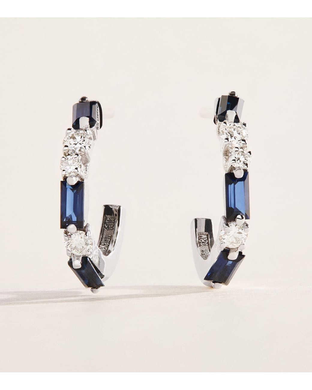 Suzanne Kalan Natural Diamond And Sapphire Thin Mix Hoop Earrings
