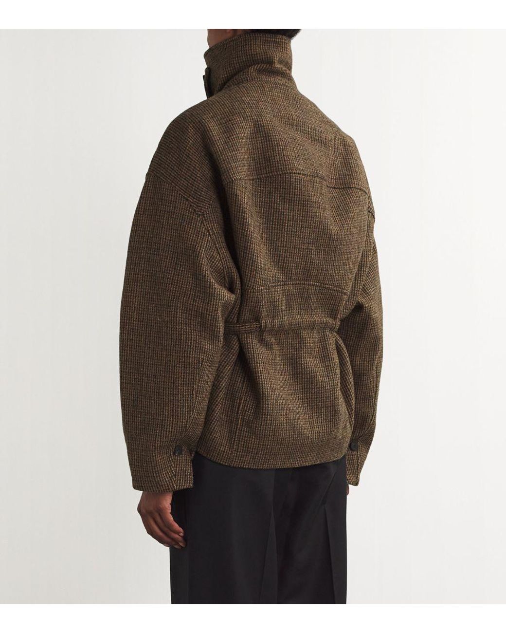LE17SEPTEMBRE Wool Tweed High-Neck Jacket in Brown | Lyst UK