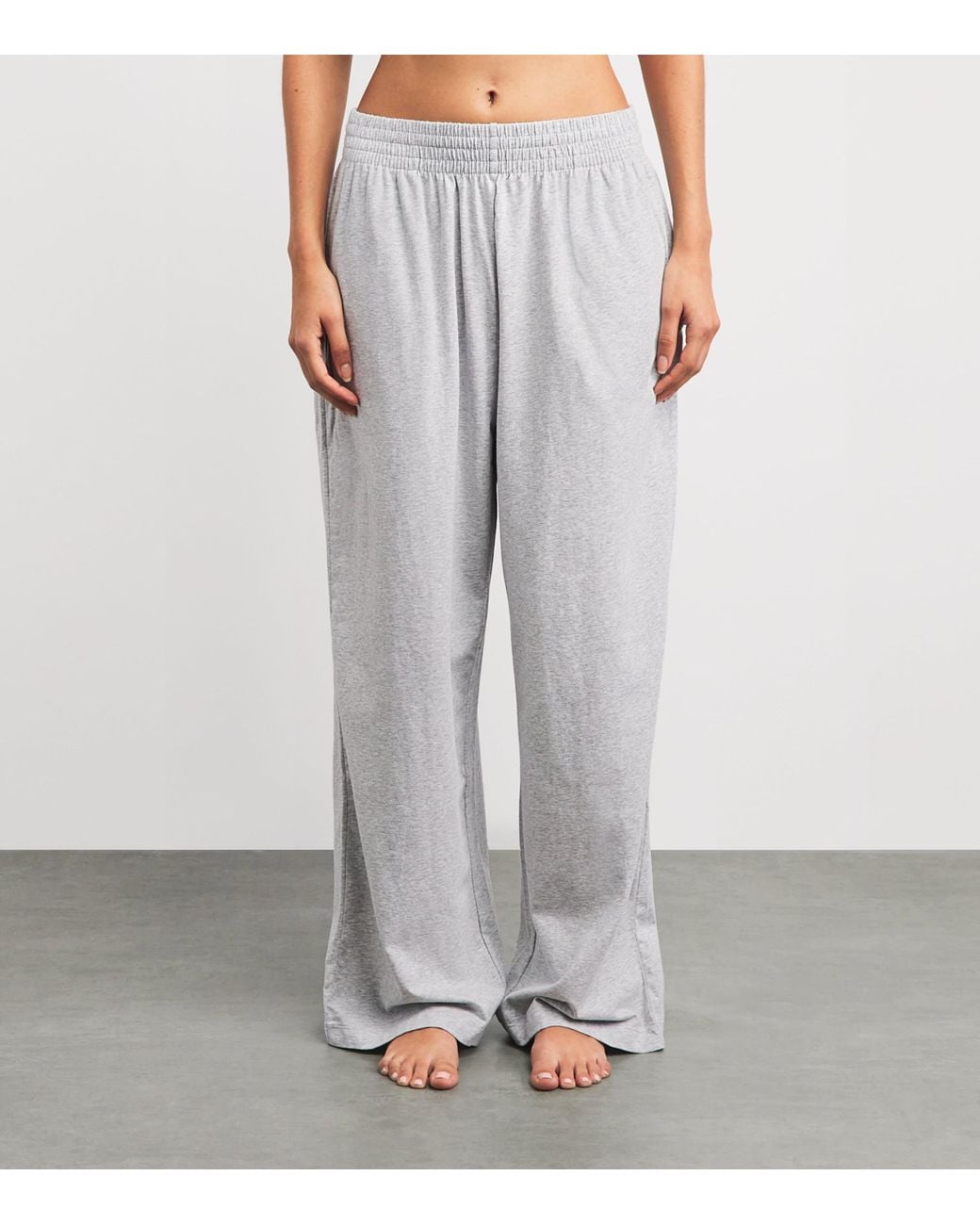 Skims Gray Stretch-Cotton Wide-Leg Sweatpants