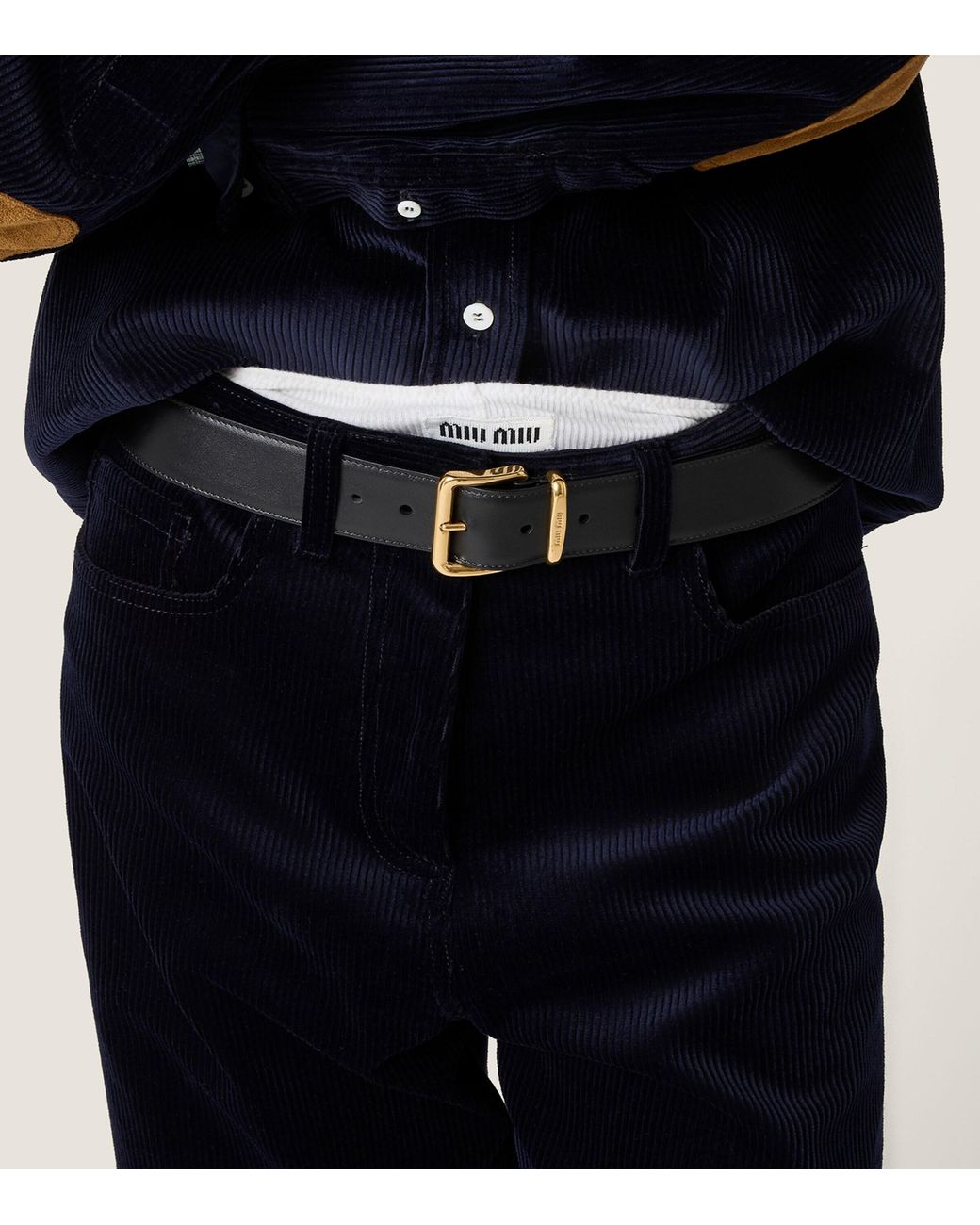 Miu Miu Blue Corduroy Wide-Leg Trousers