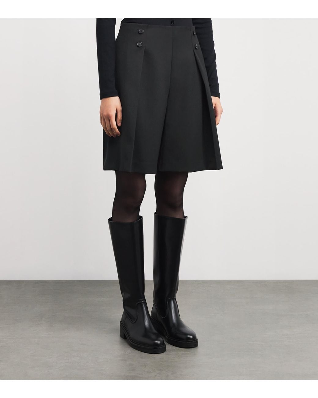 Claudie Pierlot Black Button Pleat Bermuda Shorts