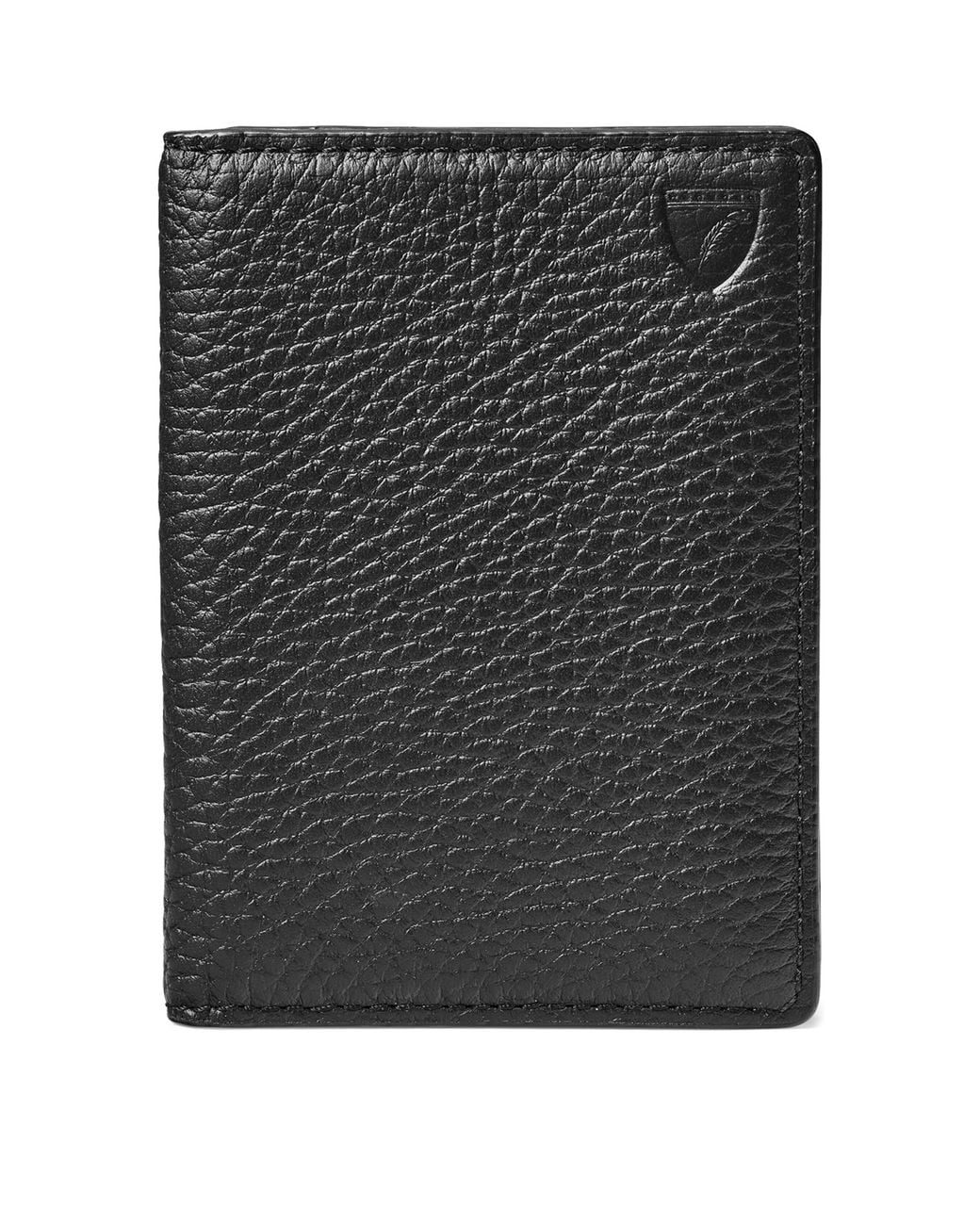 Aspinal Black Leather Folded Card Holder for men