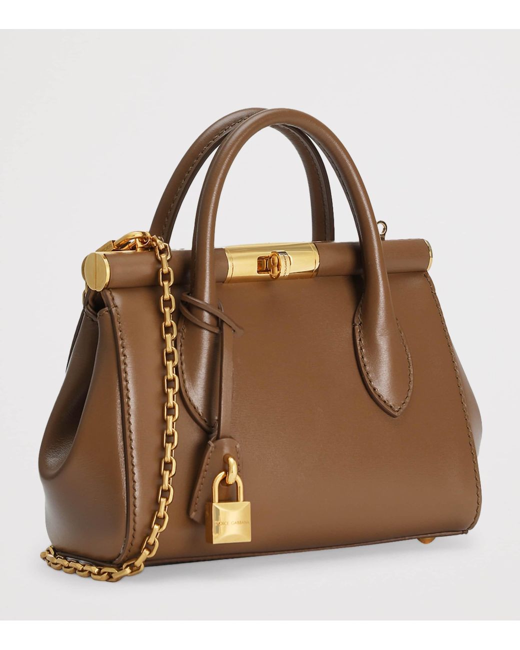 Dolce & Gabbana Brown Mini Leather Marlene Top-Handle Bag