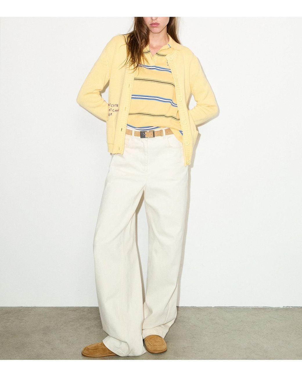 MAX&Co. Yellow Embroidered Cardigan
