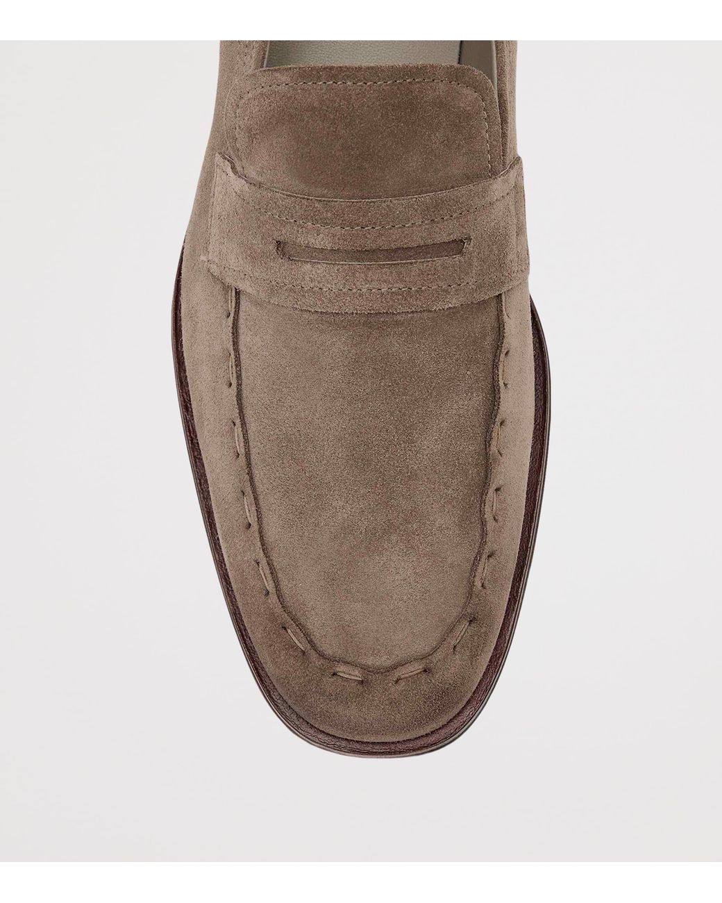 AllSaints Brown Suede Jules Stitch Loafers for men