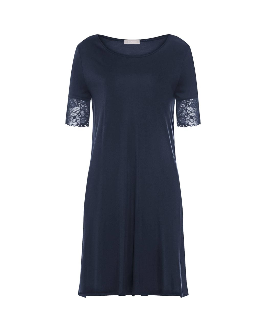 Hanro Blue Modal Lace-Trim Nightdress