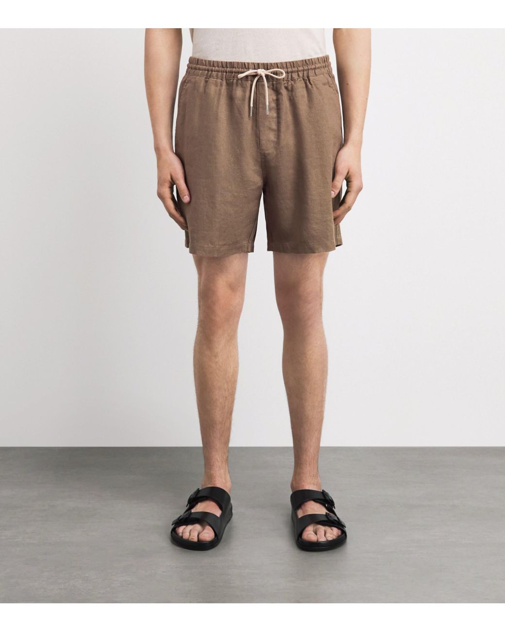 NN07 Brown Linen Drawstring Gregor Shorts for men