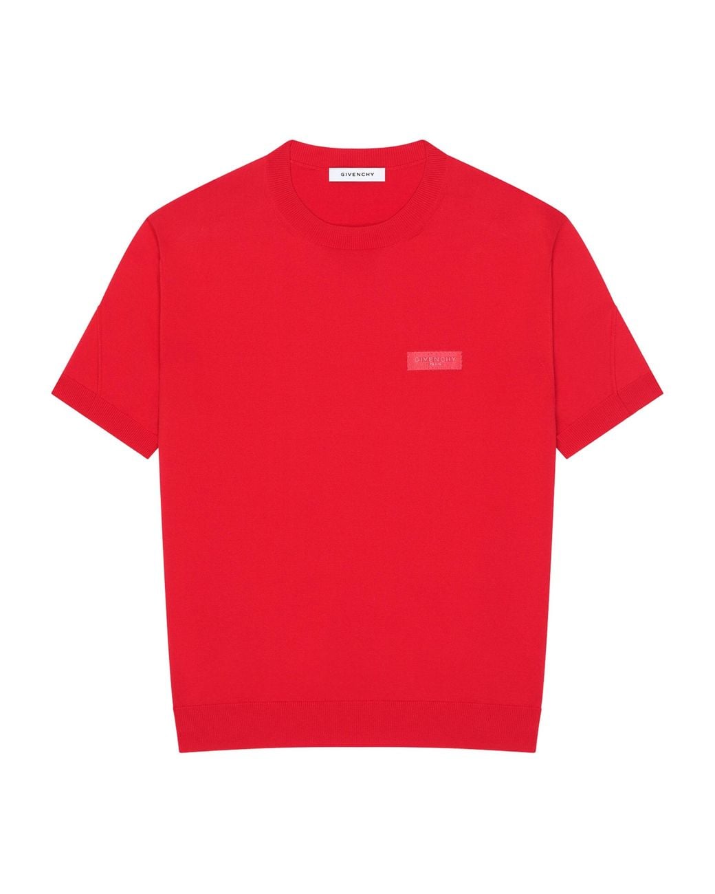 Givenchy Red Cotton Logo-Tab T-Shirt for men