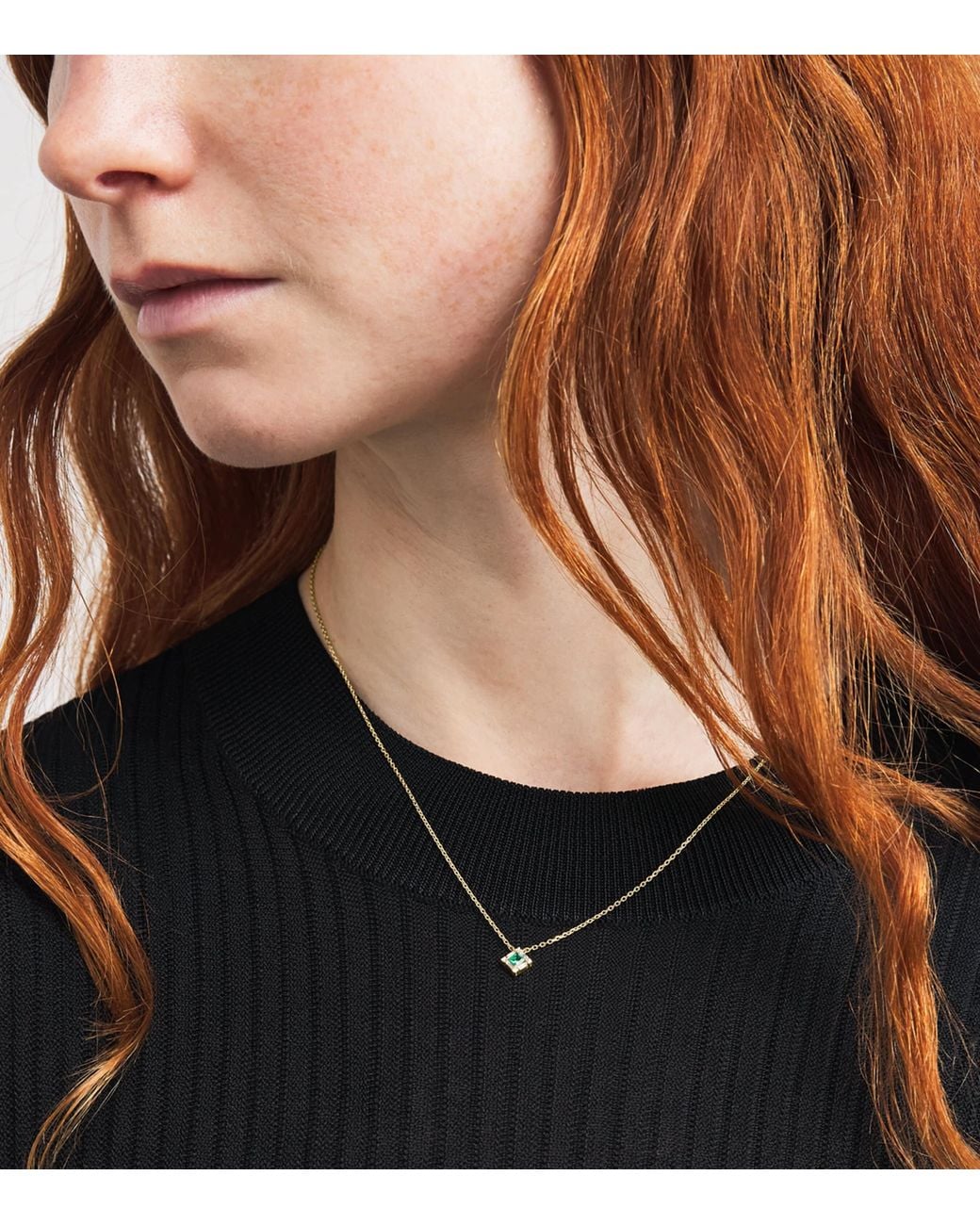 Suzanne Kalan Metallic Diamond And Emerald Mini Princess Pendant Necklace