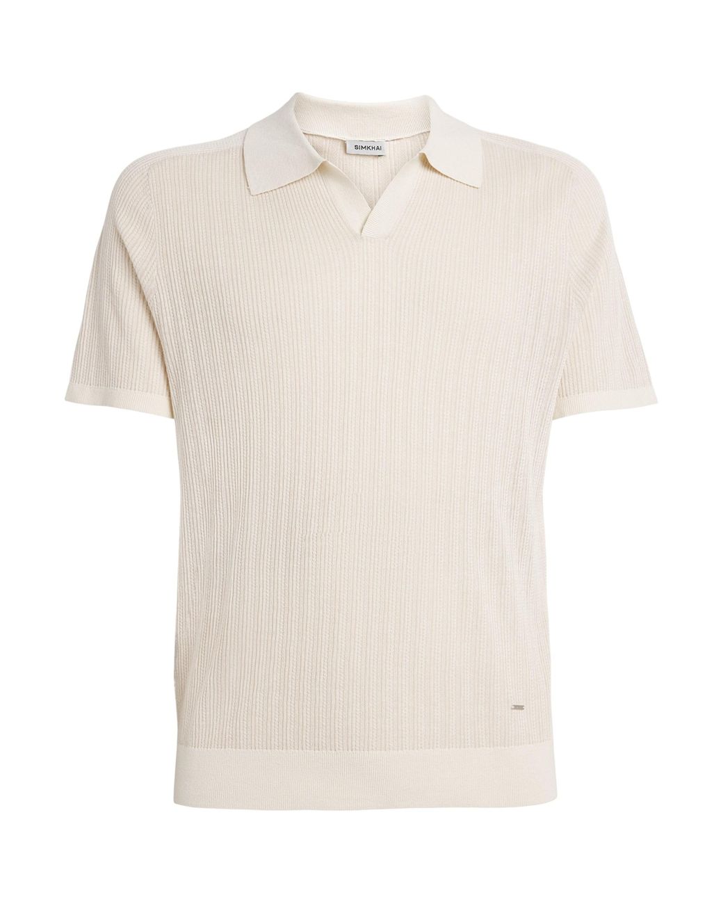 Jonathan Simkhai White Rib-Knit Open-Collar Polo Shirt for men
