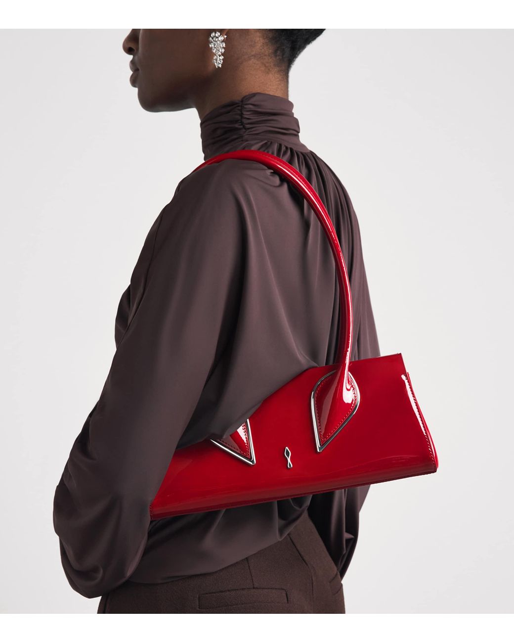 Christian Louboutin Red Venus Baguette Soft Patent Shoulder Bag