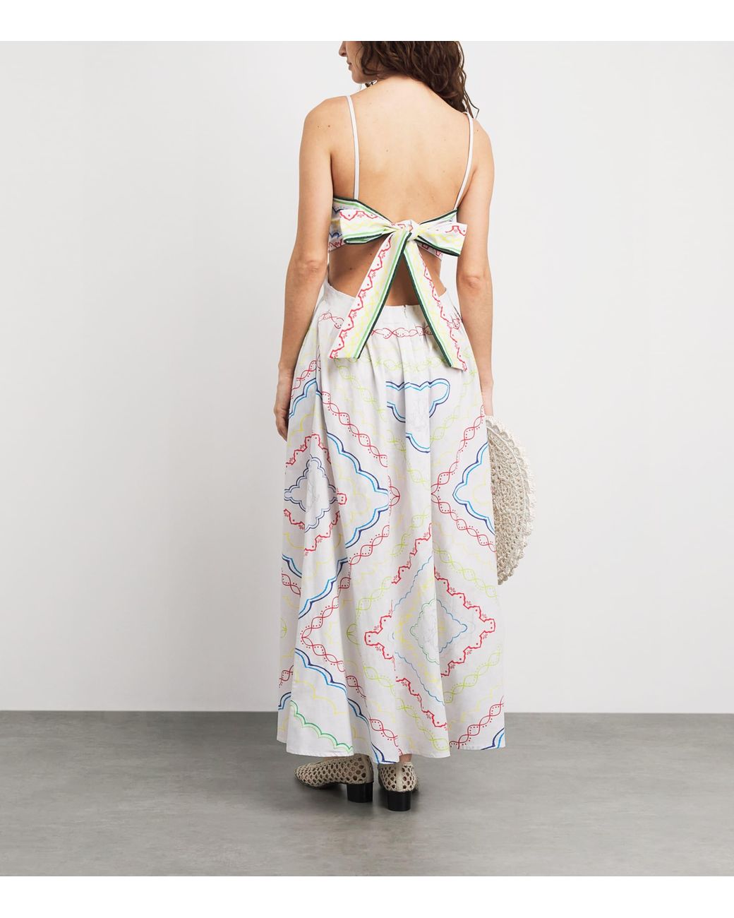 Mary Katrantzou White Stretch-Cotton Finley Midi Dress