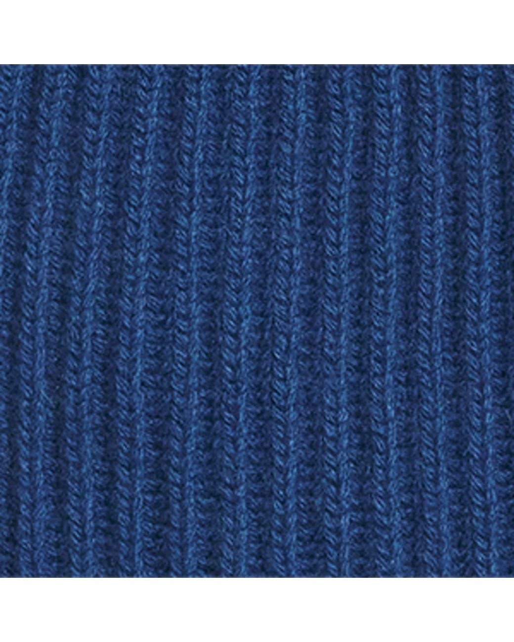Johnstons Blue Cashmere Ribbed Beanie for men