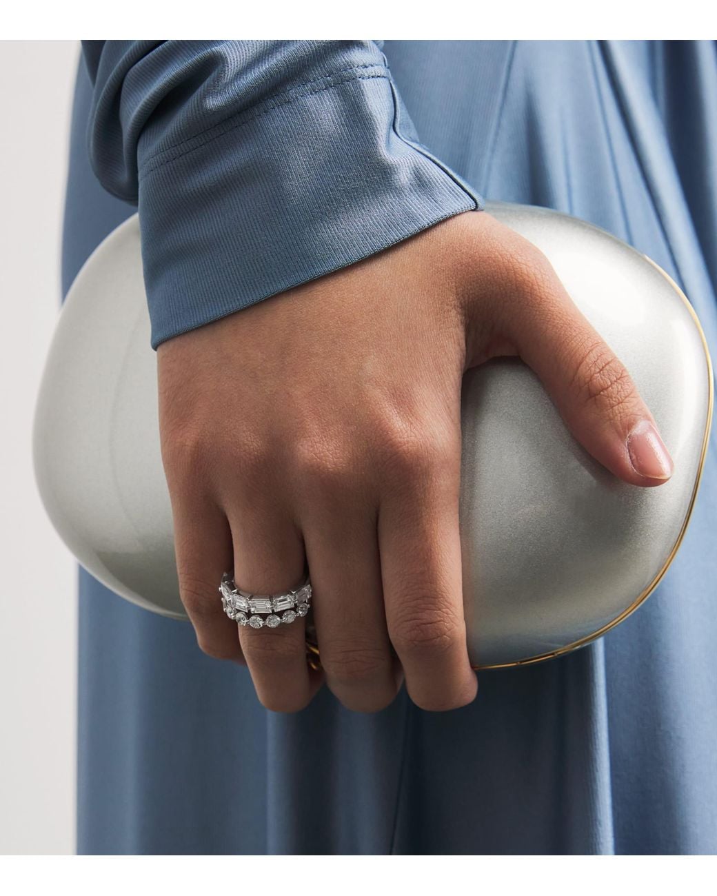 Anita Ko Metallic And Diamond Baguette Floating Ring