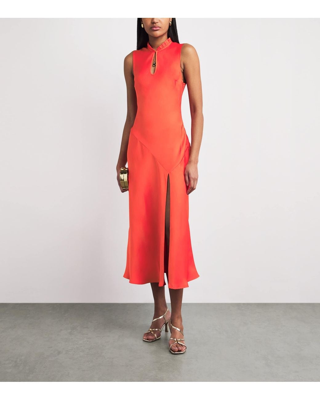 Claudie Pierlot Red Satin Midi Dress