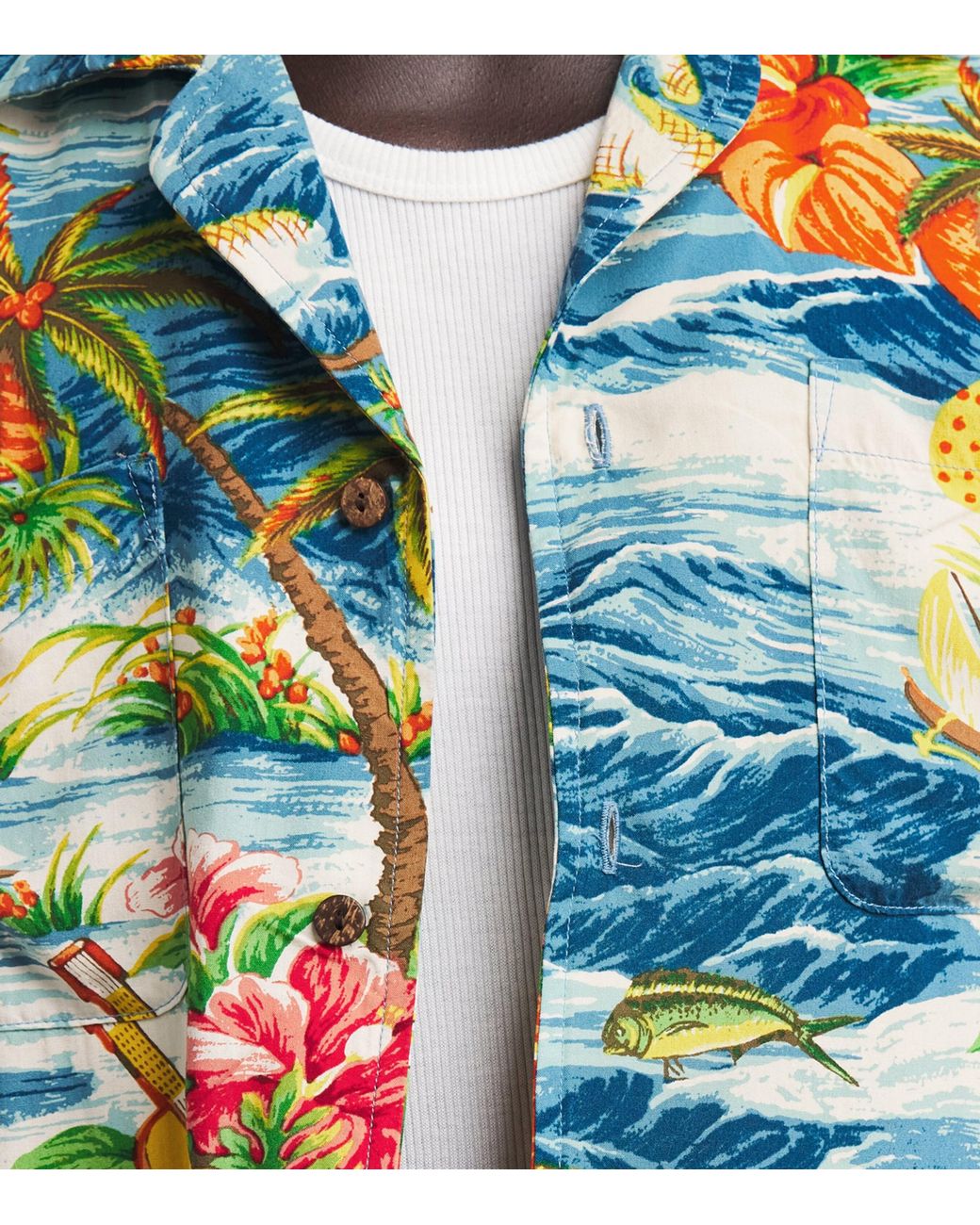 CHERRY LA Blue Hawaiian Vacation Shirt for men