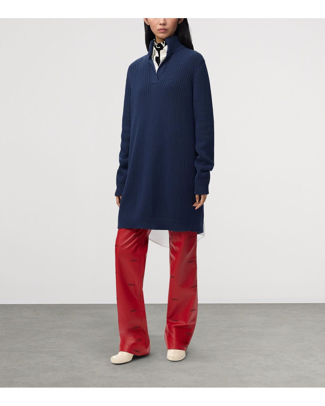 Loewe Blue Layered Shirt-Sweater Mini Dress