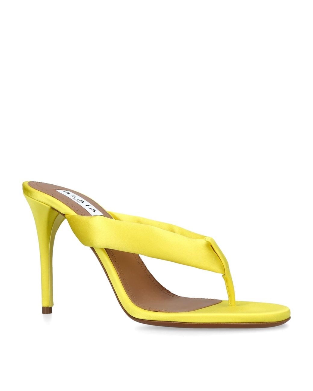 Alaïa Yellow Satin Thong Sandals 90