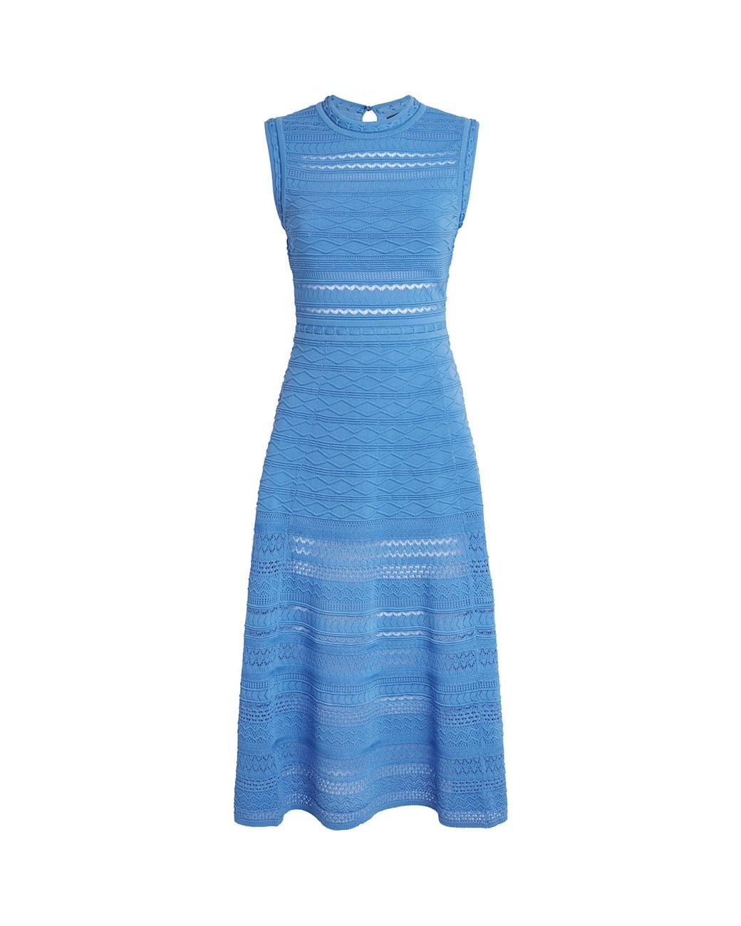 Maje Blue Pointelle-Knit Midi Dress