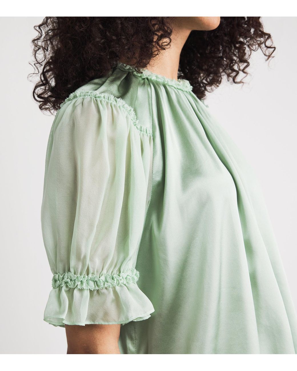 Ulla Johnson Green Silk Alina Blouse