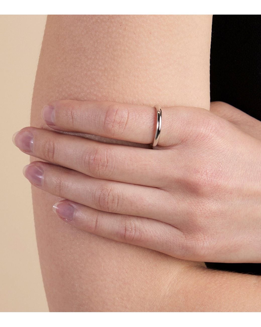 Astrid & Miyu White Rhodium-Plated Essential Stacking Ring