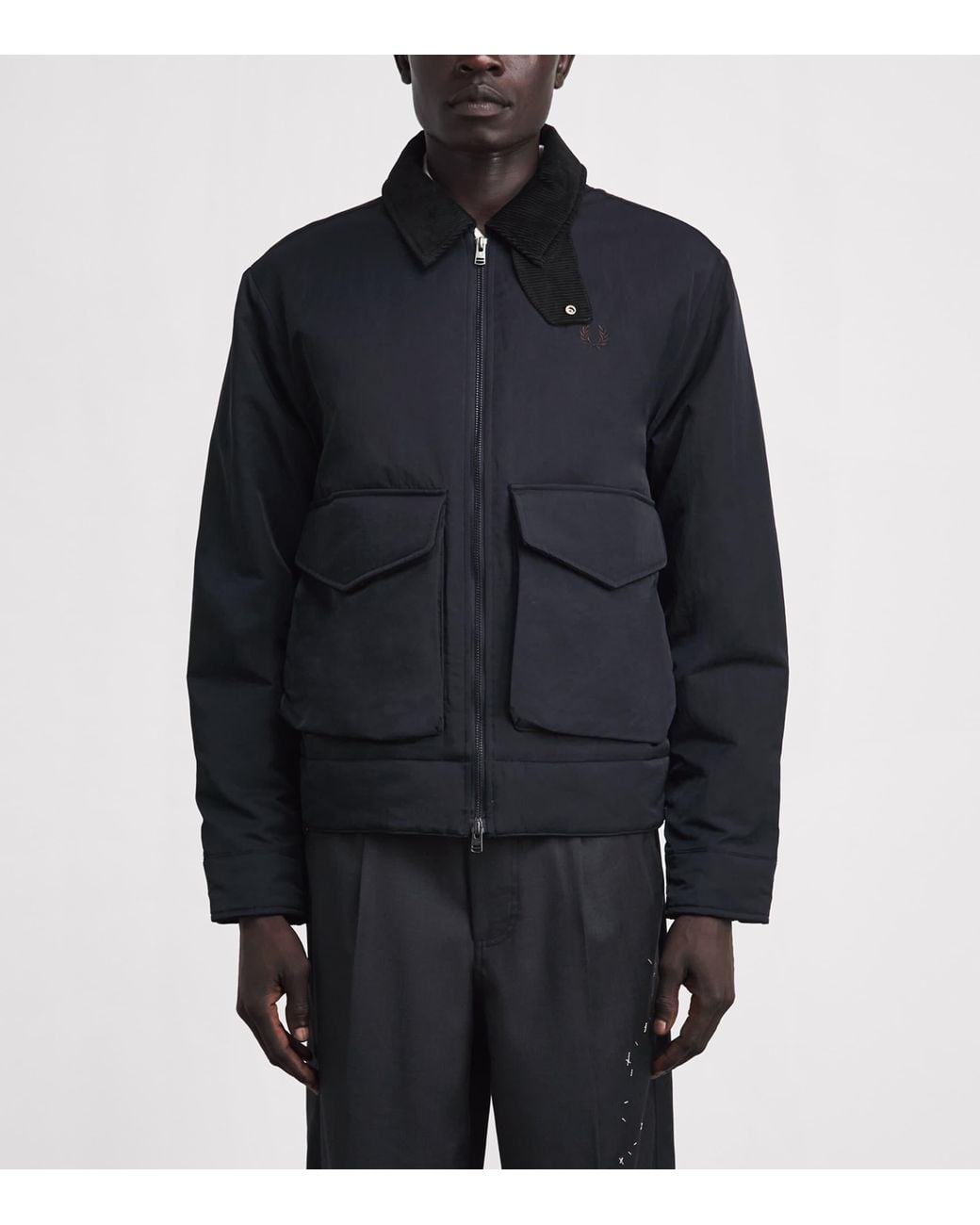 Fred Perry Black Padded Caban Jacket for men