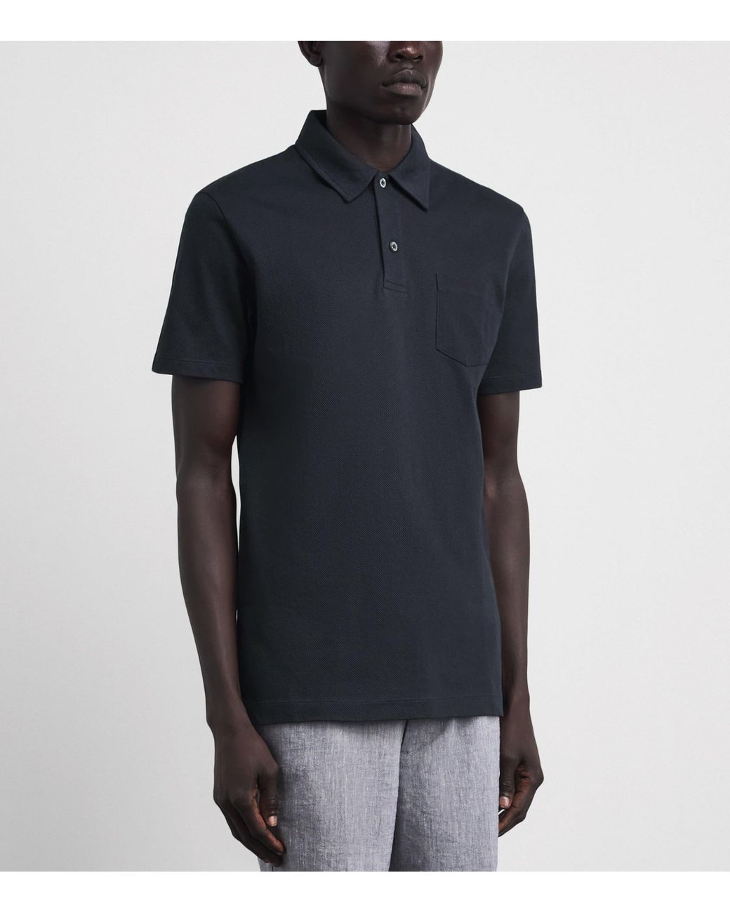Sunspel Blue Sea Island Cotton Riviera Polo Shirt for men