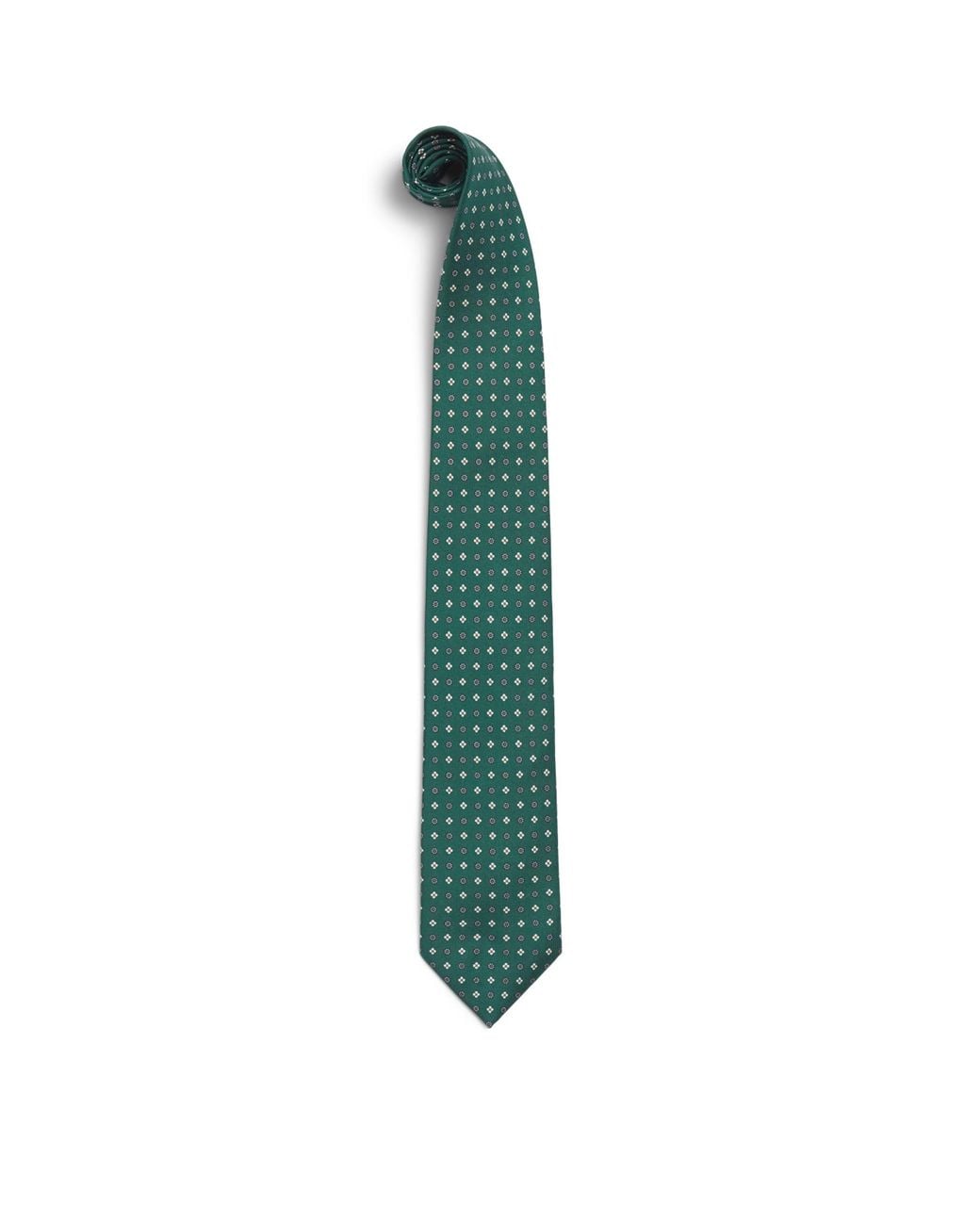 E.MARINELLA Green Silk Floral Tie for men