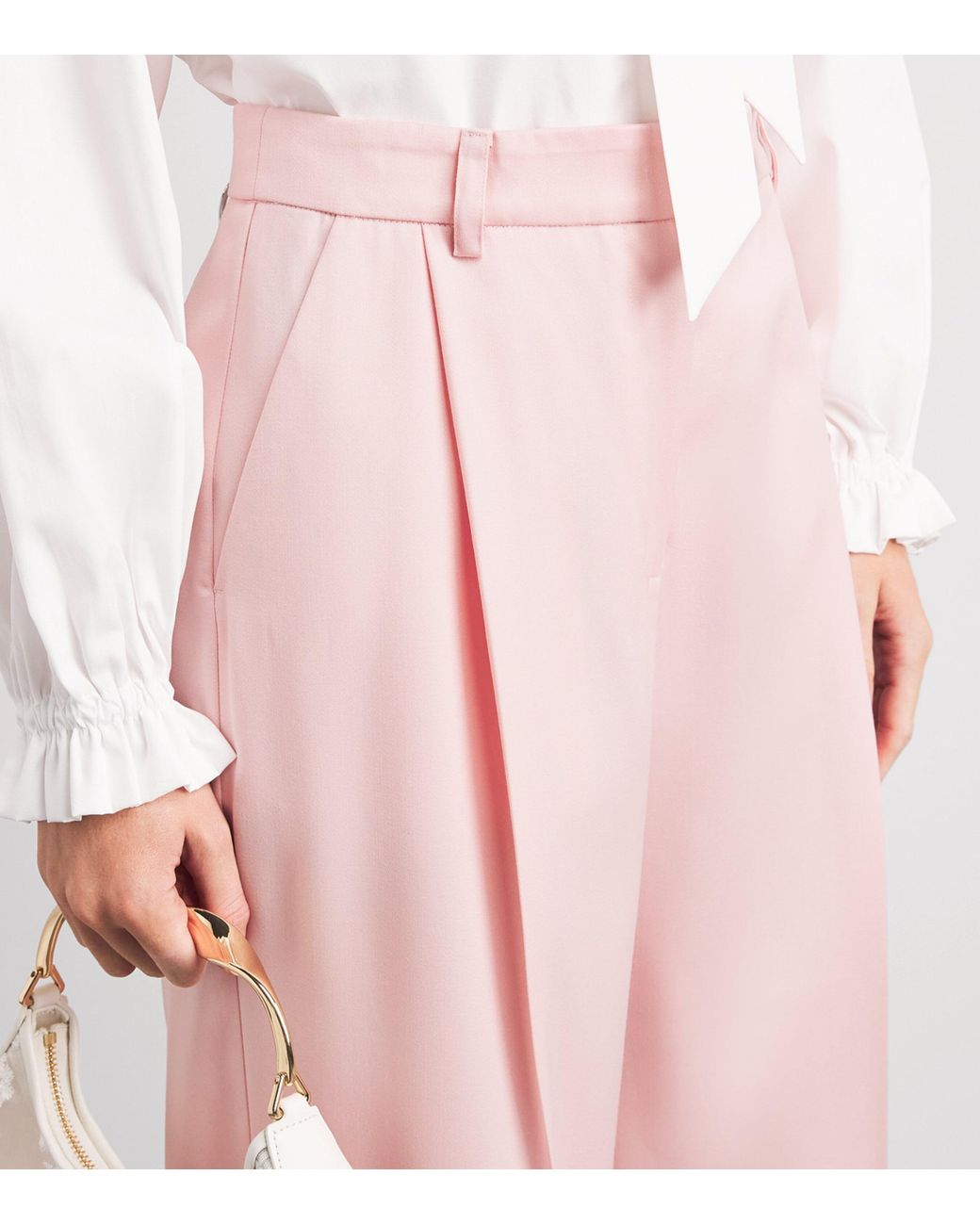 LaDoubleJ Pink Virgin Wool Straight Trousers