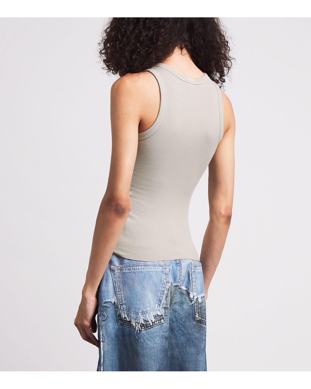 Skims Gray Stretch-Cotton Ribbed Tank Top