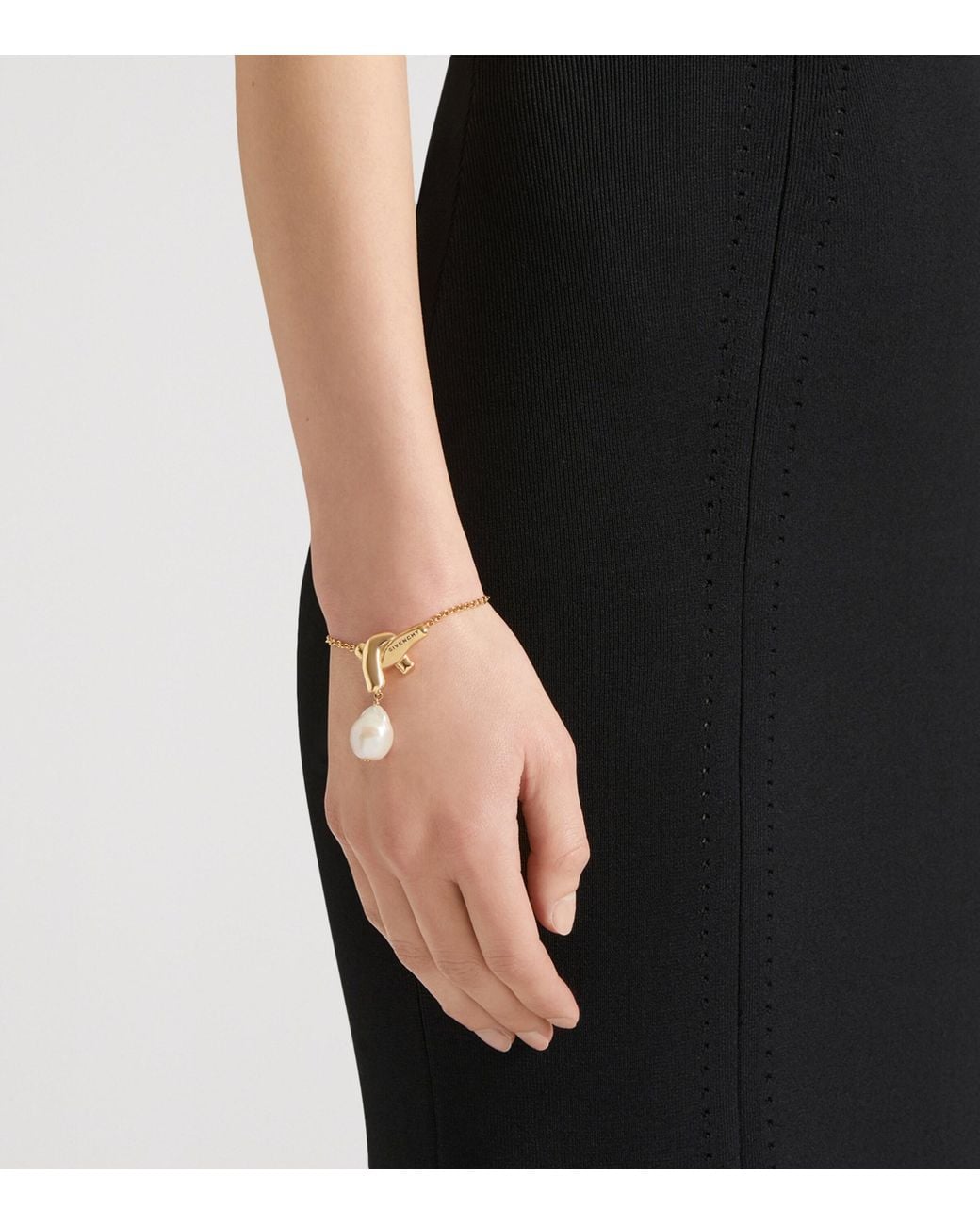 Givenchy Metallic Chain Link Pearl Bracelet