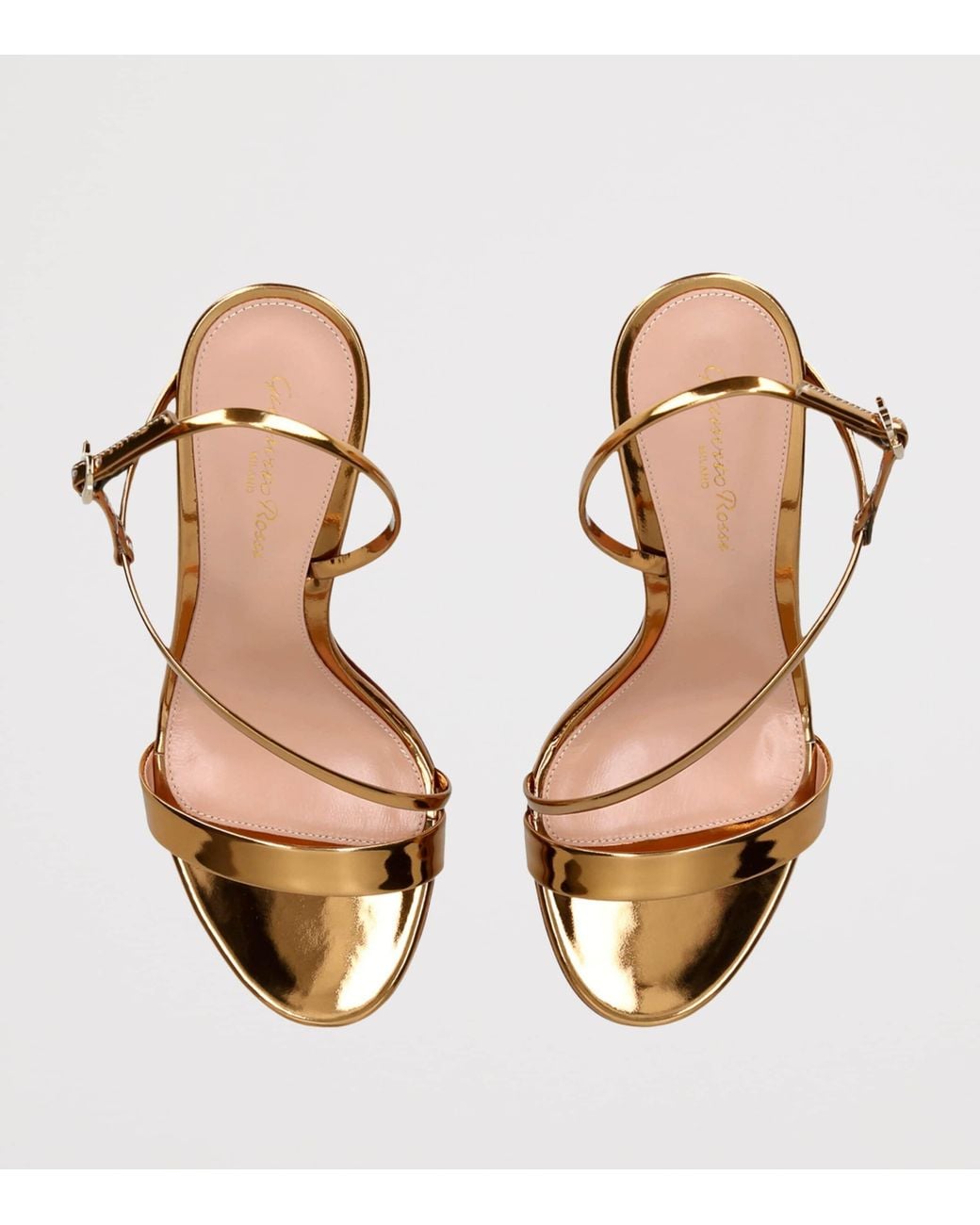 Gianvito Rossi Metallic Leather Manhattan Heeled Sandals 95