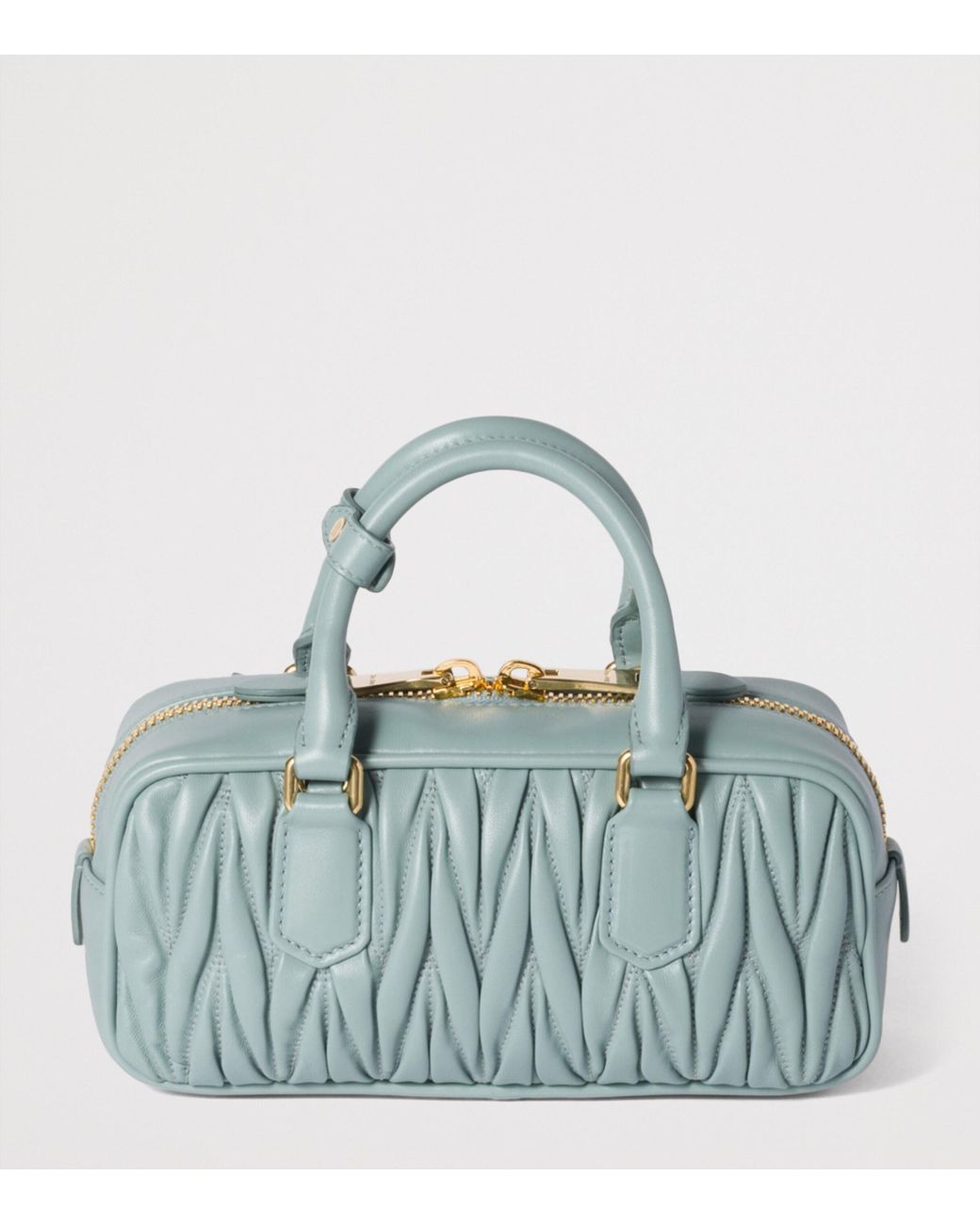 Miu Miu Blue Matelassé Leather Arcadie Top-Handle Bag