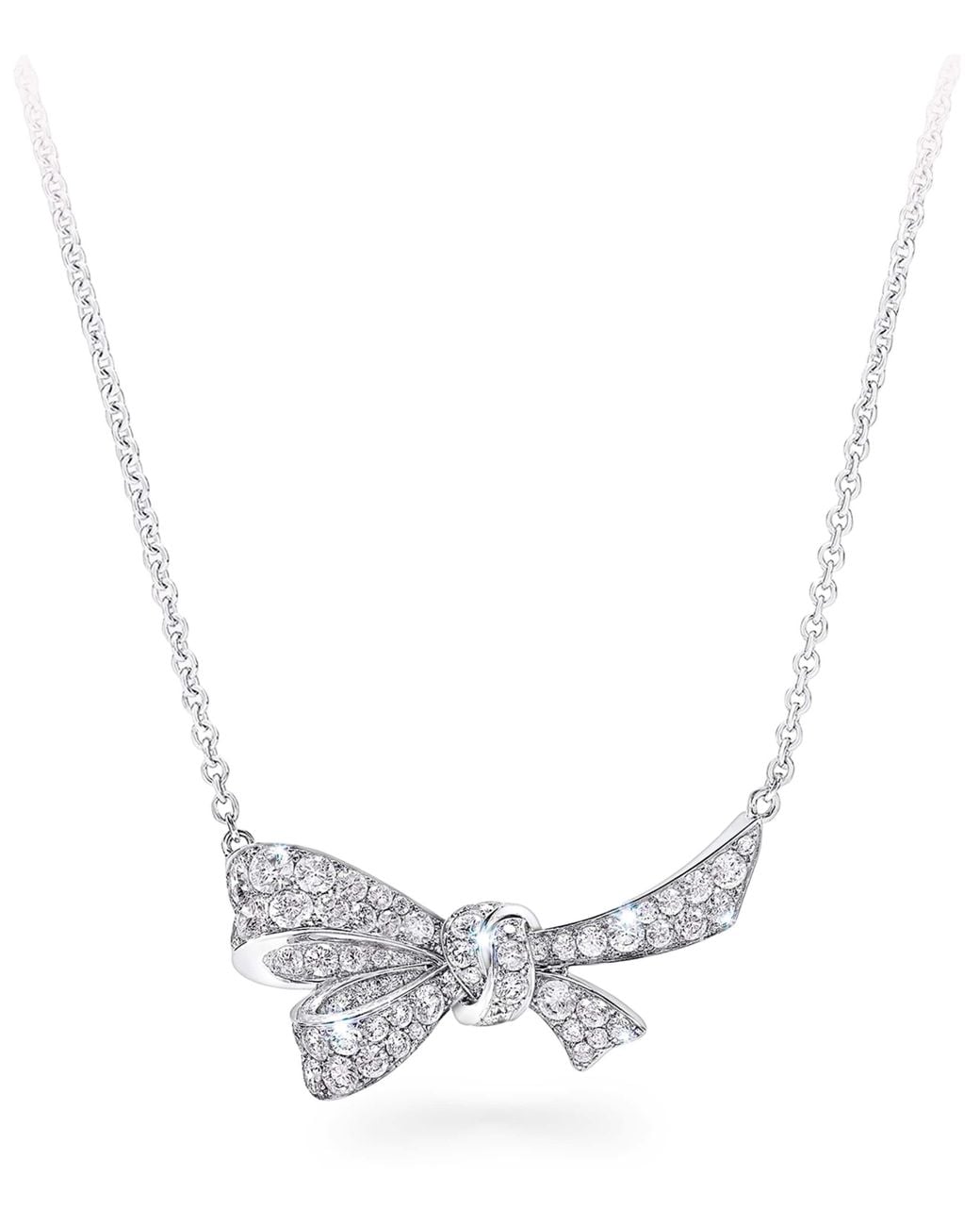 Graff Metallic White Gold And Diamond Tilda's Bow Pendant Necklace