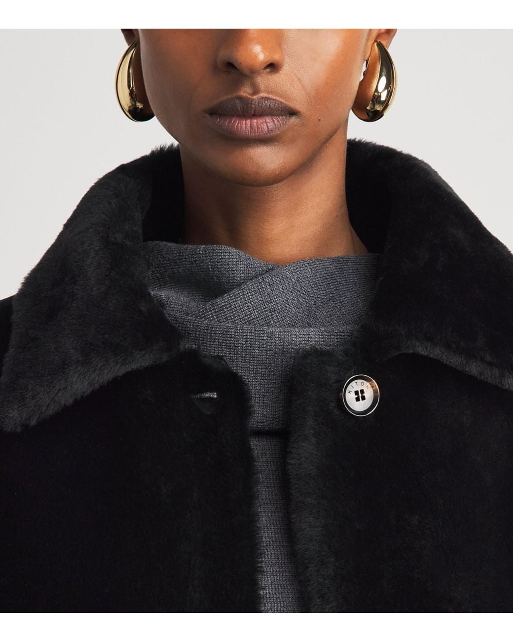 Kiton Black Shearling Reversible Jacket