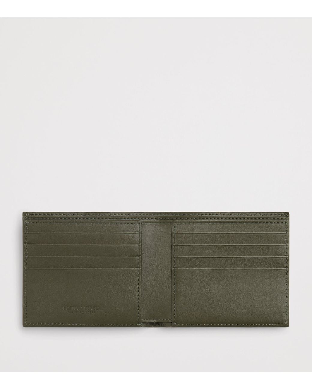 Bottega Veneta Green Leather Intrecciato Bifold Wallet for men
