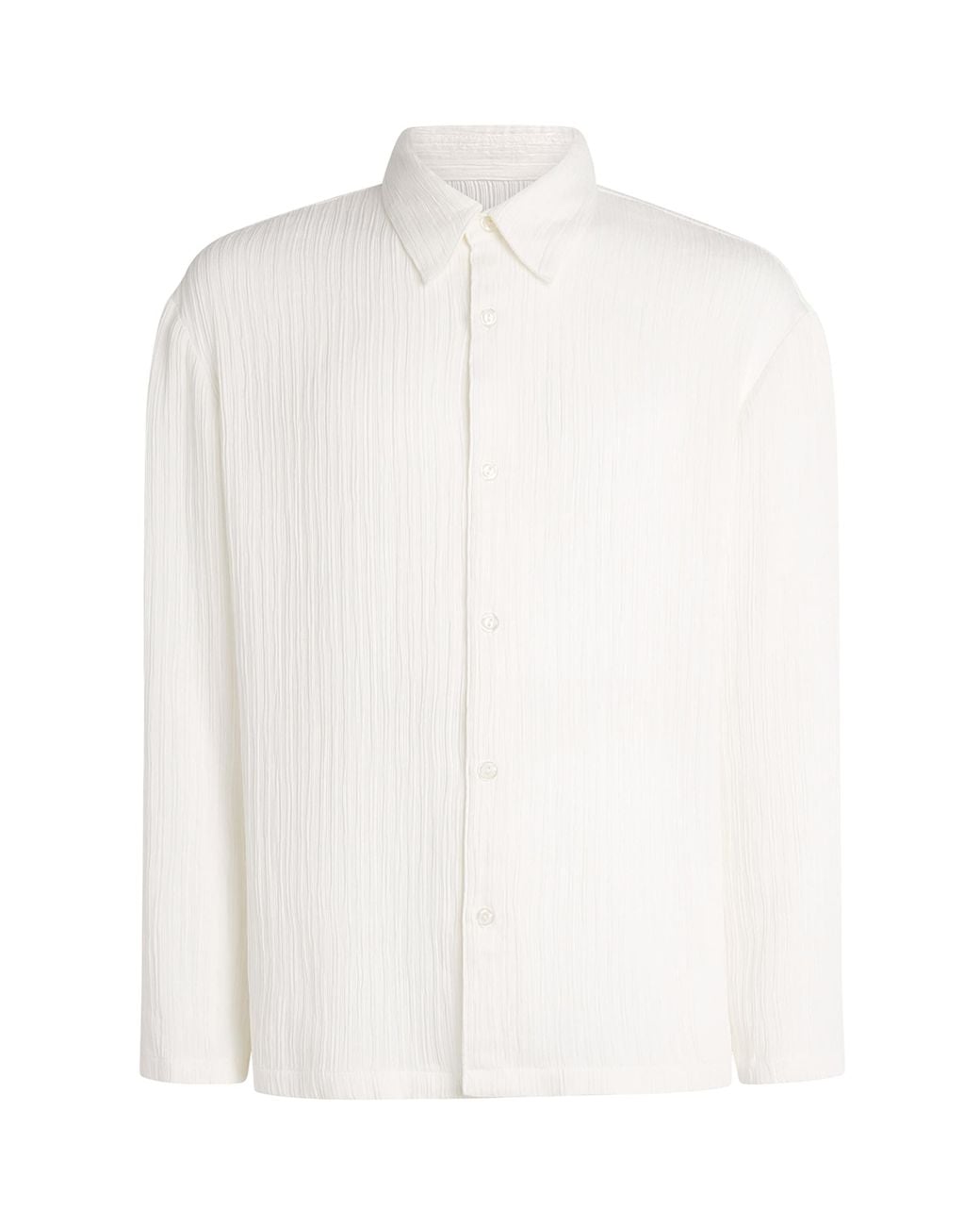Sandro White Loose Fit Crinkle Shirt for men