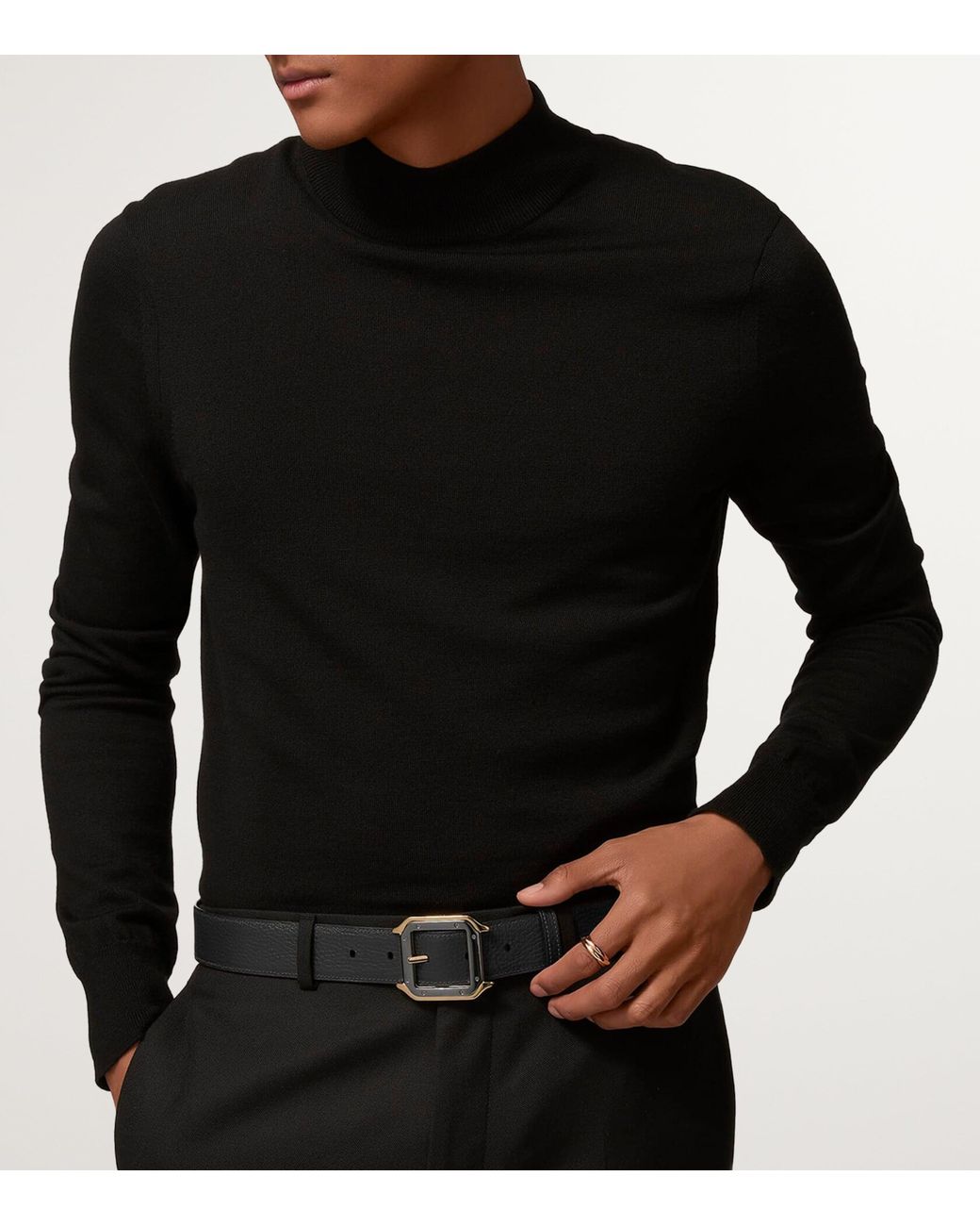 Cartier Black Leather Reversible Santos De Belt for men