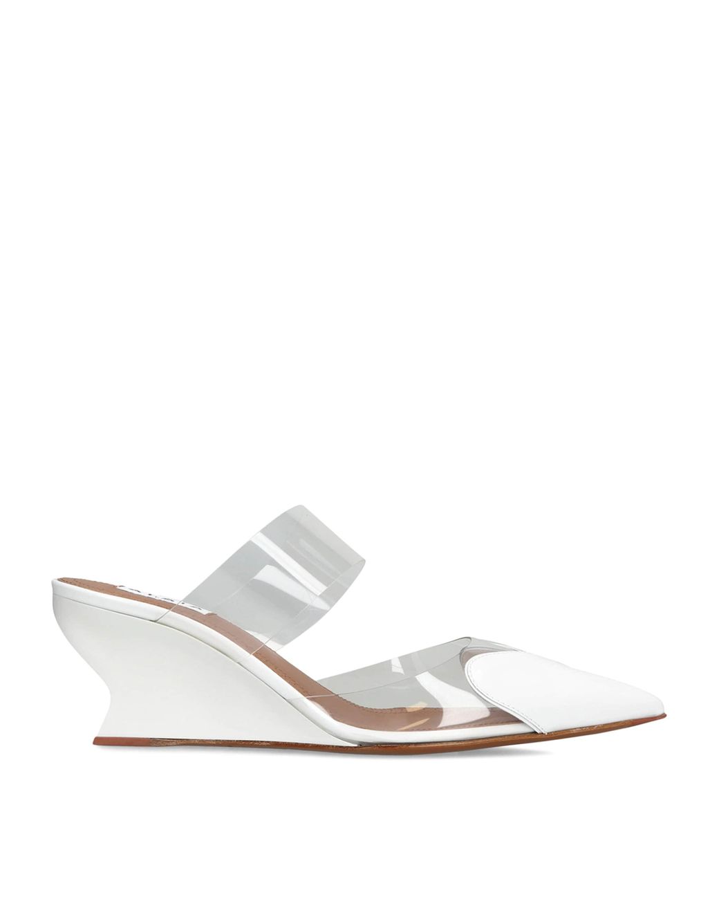 Alaïa White Leather-Pvc Le Coeur Wedge Mules 60