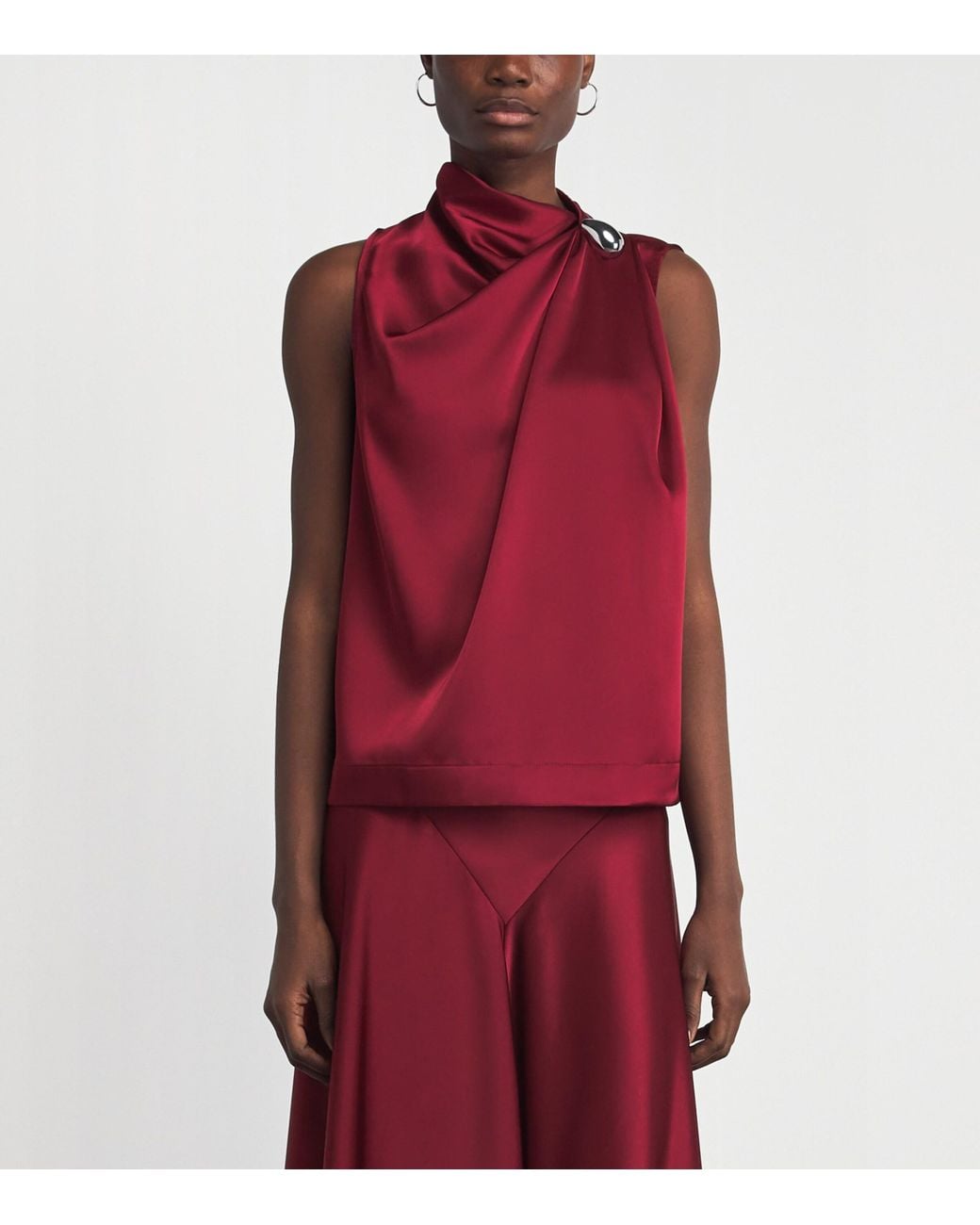 Altuzarra Red Draped Alden Blouse