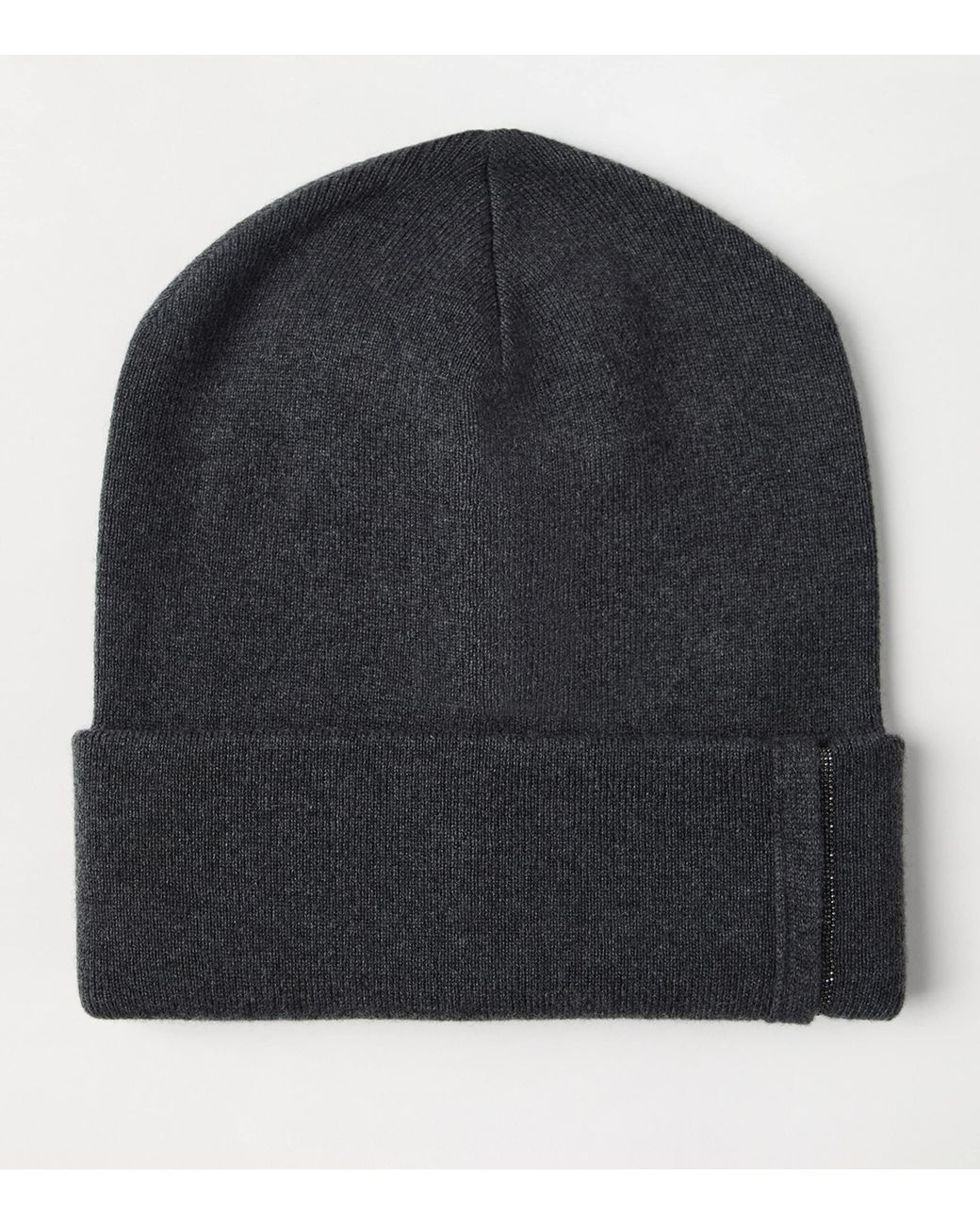 Brunello Cucinelli Blue Cashmere Ribbed Beanie